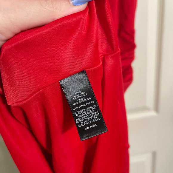 Express Womens Red Sleeveless Cinched Waist Stretch Jersey Dress Medium - Picture 5 of 7